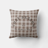 Rustic Western Script Custom Brown Gingham Pattern クッション (裏面)