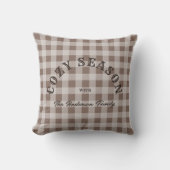 Rustic Western Script Custom Brown Gingham Pattern クッション (正面)
