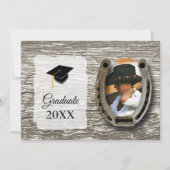 Rustic Western-style with Photo Graduation 招待状 (正面)