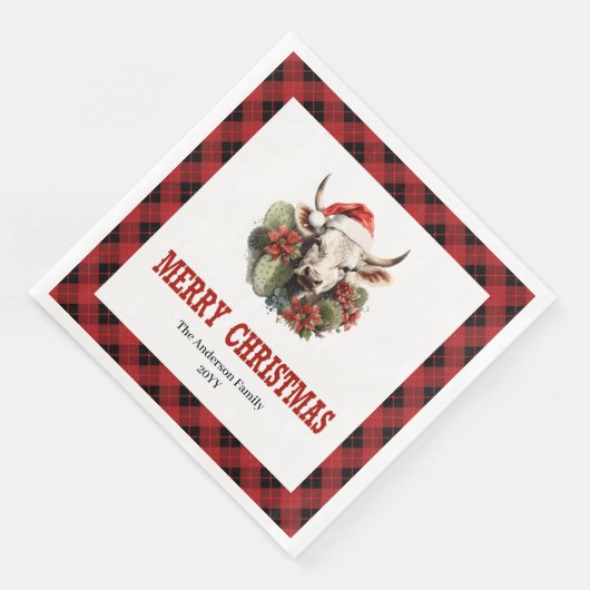 Rustic Western Tartan Christmas Party Napkins (コーナー)