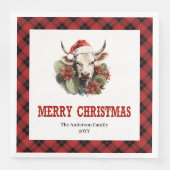Rustic Western Tartan Christmas Party Napkins (正面)