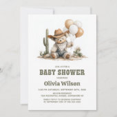 Rustic Western Teddy Bear Baby Shower Invitation 招待状 (正面)