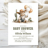 Rustic Western Teddy Bear Baby Shower Invitation 招待状