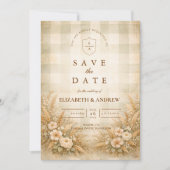 Rustic Wheat And Wildflower Garden Wedding セーブザデート (正面)