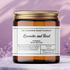Rustic white body butter or cosmetics jar label ペットボトルラベル
