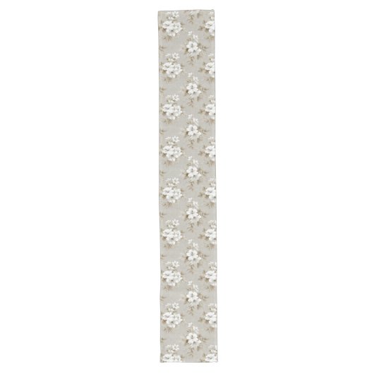 Rustic White Floral Tropical Table Runner ロングテーブルランナー (正面)