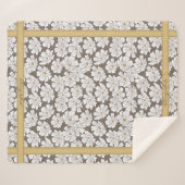 Rustic White Flower Sketch Yellow Gray Custom Name シェルパブランケット (正面(横))