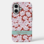 Rustic White Flowers Sketch Red Teal Custom Name Case-Mate iPhoneケース (裏面)