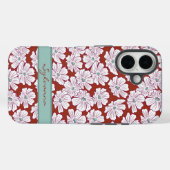 Rustic White Flowers Sketch Red Teal Custom Name Case-Mate iPhoneケース (裏面 (横))