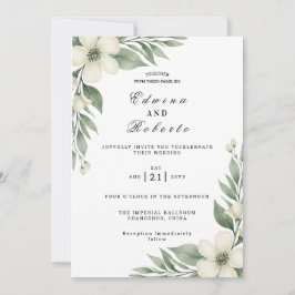 Rustic White Gardenia and Eucalyptus Wedding 招待状