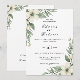 Rustic White Gardenia and Eucalyptus Wedding 招待状