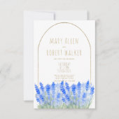 Rustic white gold lavender blue floral wedding 招待状 (正面)