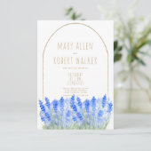 Rustic white gold lavender blue floral wedding 招待状 (スタンド正面)