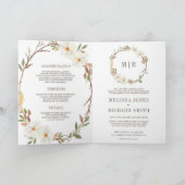 Rustic White Magnolia Floral QR Code Wedding 招待状 (内部)