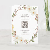 Rustic White Magnolia Floral QR Code Wedding 招待状 (裏面)