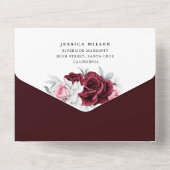 Rustic White Maroon Rose Floral Wedding  オールインワン招待状 (裏面)