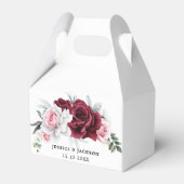 Rustic White Maroon Rose Floral Wedding  フェイバーボックス (正面サイド)