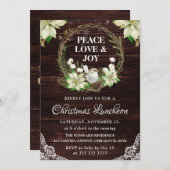 Rustic White Poinsettia and Robin Christmas 招待状 (正面/裏面)