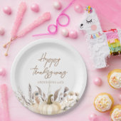 Rustic White Pumpkin Thanksgiving ペーパープレート (パーティー)