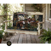 Rustic White Rose Truck Decoupage 薄葉紙