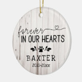 Rustic White Wood Forever In Our Hearts Paw Pet セラミックオーナメント (左)