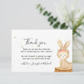 Rustic wild animal bunny rabbit cute Thank You サンキューカード (スタンド正面)