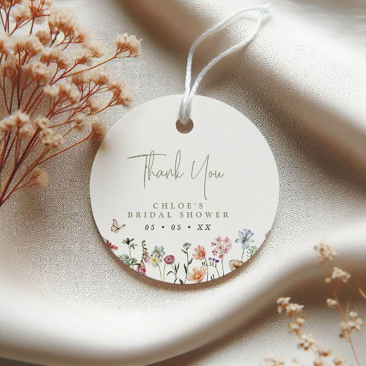 Rustic Wild Flowers Bridal Shower Thank You Circle フェイバータグ
