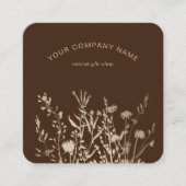 Rustic Wild Flowers Earthy Floral Sketches Logo スクエア名刺 (正面)