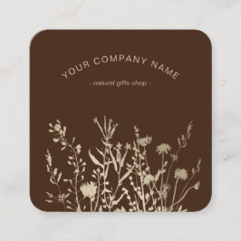 Rustic Wild Flowers Earthy Floral Sketches Logo スクエア名刺