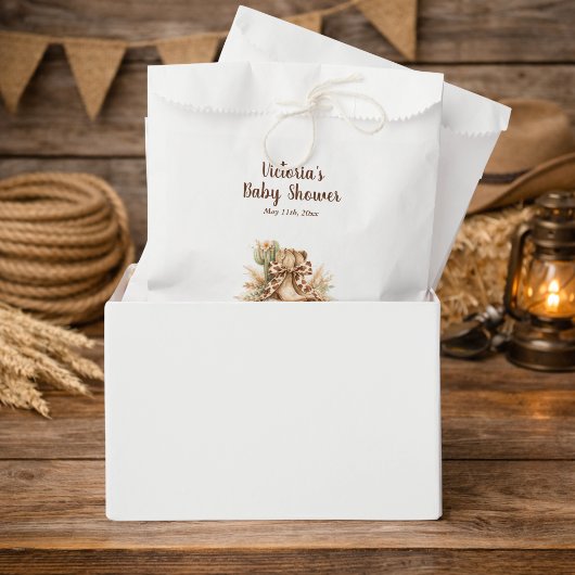 Rustic Wild West Cowboy Boot Baby Shower Thank You フェイバーバッグ