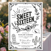 Rustic Wild West Sweet Sixteen Birthday Party 招待状