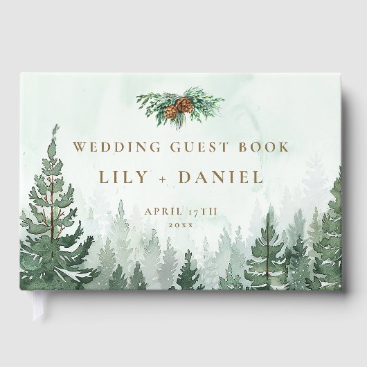 Rustic Wilderness Pine Forest Woodland Wedding ゲストブック (正面)