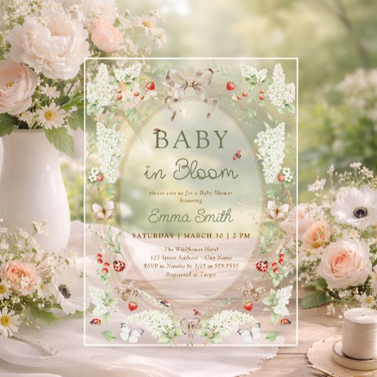 Rustic Wildflower Baby in Bloom Baby Shower アクリル招待状