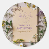 Rustic Wildflower Baby Shower Thank You Favor ラウンドシール (正面)