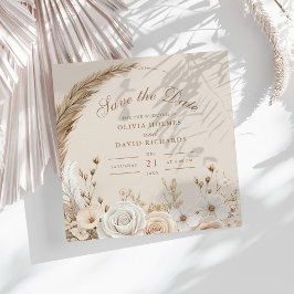 Rustic Wildflower Beige Save the Date セーブザデート