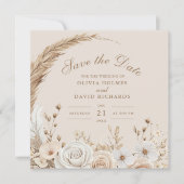 Rustic Wildflower Beige Save the Date セーブザデート (正面)