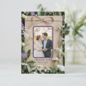 Rustic Wildflower Botanical Kraft Paper Wedding サンキューカード (スタンド正面)