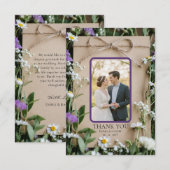 Rustic Wildflower Botanical Kraft Paper Wedding サンキューカード (正面/裏面)