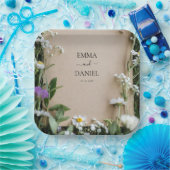 Rustic Wildflower Botanical Kraft Paper Wedding ペーパープレート (パーティー)