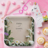 Rustic Wildflower Botanical Kraft Paper Wedding ペーパープレート (パーティー)