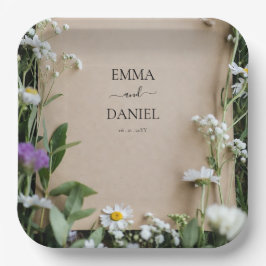 Rustic Wildflower Botanical Kraft Paper Wedding ペーパープレート