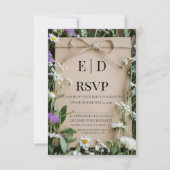 Rustic Wildflower Botanical Kraft Paper Wedding 出欠カード (正面)