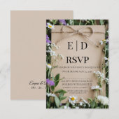 Rustic Wildflower Botanical Kraft Paper Wedding 出欠カード (正面/裏面)