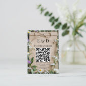 Rustic Wildflower Botanical Kraft Wedding エンクロージャーカード (スタンド正面)