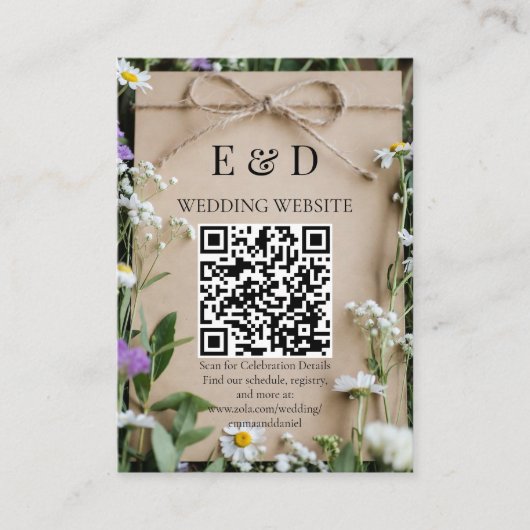 Rustic Wildflower Botanical Kraft Wedding エンクロージャーカード (正面)