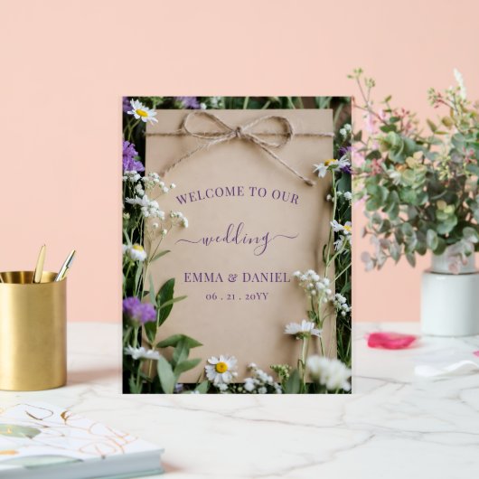 Rustic Wildflower Botanical Wedding Welcome sign アクリルサイン (ウェディング)