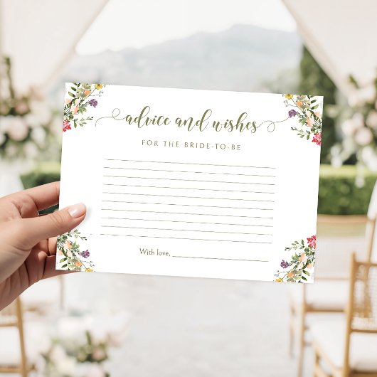Rustic Wildflower Bridal Shower Advice and Wishes  エンクロージャーカード