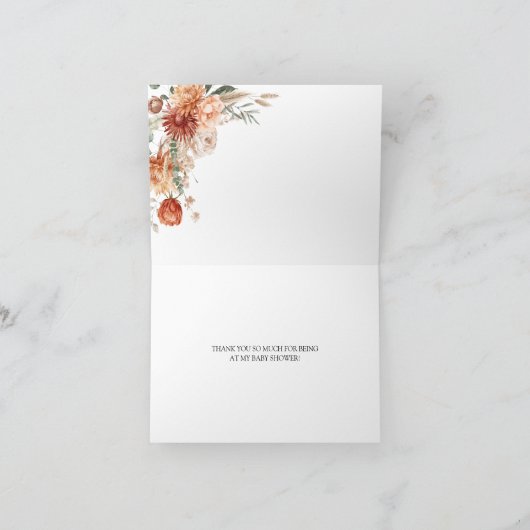Rustic Wildflower Fall in Love Baby Shower Folded サンキューカード (内部)