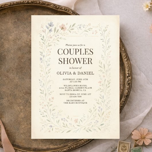 Rustic Wildflower Garden Boho Couples Shower 招待状
