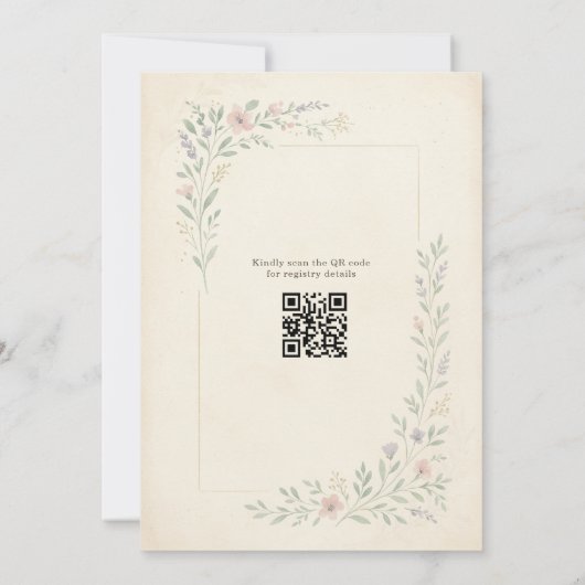 Rustic Wildflower Garden QR Code Bridal Shower 招待状 (裏面)